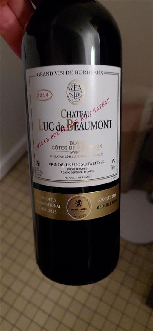 Bordeaux Blaye-Côtes-de-Bordeaux Château Luc de Beaumont 2014