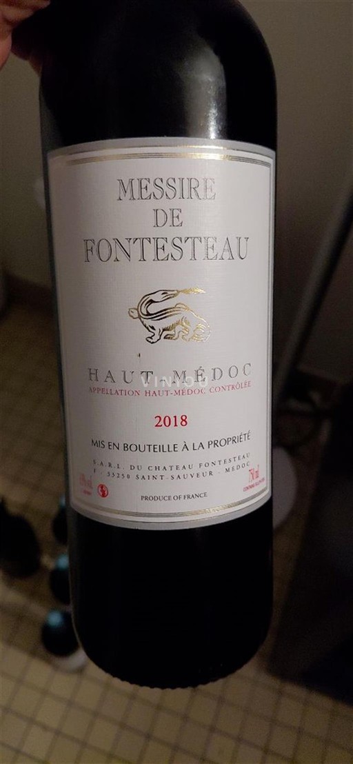 Bordeaux Haut-Médoc Château Fontesteau Messire de Fontesteau 2018