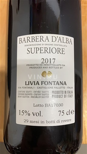 Piemonte Barbera d'Alba Livia Fontana 2017
