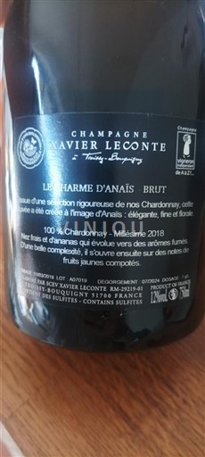 Champaña Champán Xavier Leconte Le Charme d'Anaïs 2018