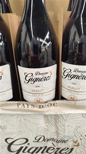 Vin Rouge sec Merlot Domaine Gignères 2020 France Languedoc et Roussillon Pays d'oc IGP
