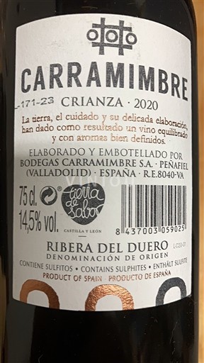 Castiglia e León Ribera del Duero Carramimbre Crianza 2020