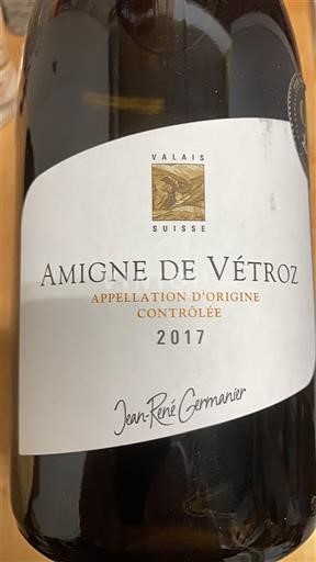 Valais Amigne de Vétroz Jean-René Germanier 2017