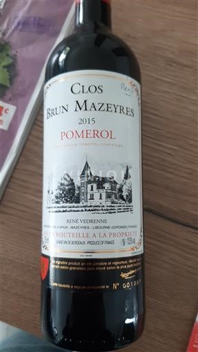 Bordeaux Pomerol Clos Brun Mazeyres 2015