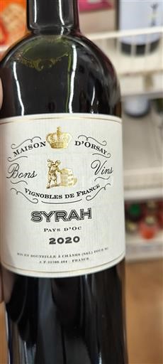 Vin Rouge sec Maison Orsay 2020 France Languedoc et Roussillon Pays d'oc IGP