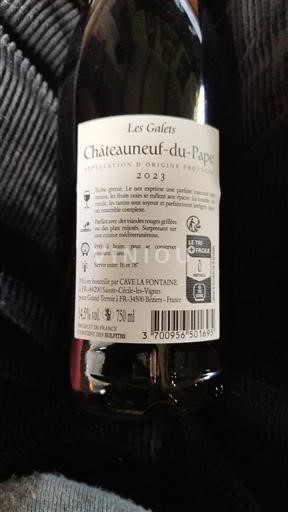 Údolí Rhôny Châteauneuf-du-Pape Cave La Fontaine Les Galets 2023