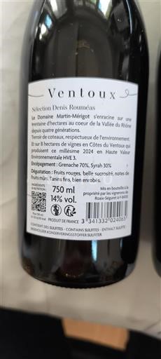 Vin Rouge sec Sélection Denis Roumeios Domaine Martin-Méritot 2024 France Vallée du Rhône Ventoux AOC hve