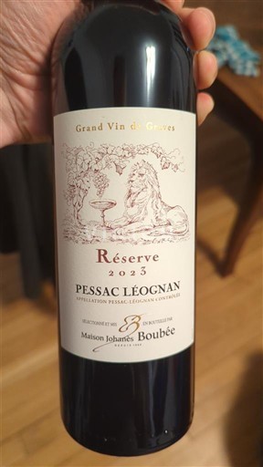 Bordeaux Pessac-Léognan Maison Johanès Boubée Réserve 2023