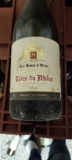 Vin Rouge sec Vieilles Vignes Les Hauts Oricot 2014 France Vallée du Rhône Côtes-du-rhône AOC