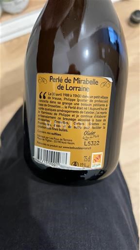 Lorraine Unspecified Les Foudres de Terroirs Perlé de Mirabelle de Lorraine Non-Vintage