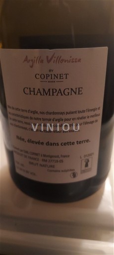 Champagne Champagner Copinet Argilla Villonissa Ohne Jahrgang