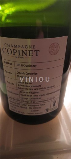 Champaña Champán Champagne Copinet Marie Sin añada
