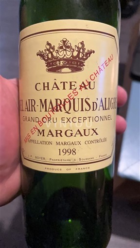 Bordeaux Margaux Château Bel Air Marquis Aligre 1998