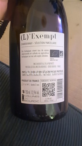 Languedoc ja Roussillon Pays d'Oc Collines du Bourdic L'Exempt Chardonnay - Sélection Parcellaire 2024