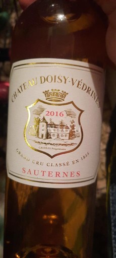 Bordeaux Sauternes Grand Cru Château Doisy-Védrines 2016