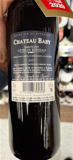 Bordeaux Côtes-de-Bordeaux Château Baby Sainte Foy 2017