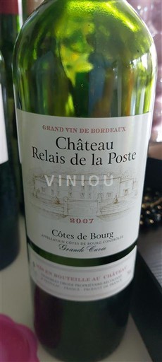 Vin Rouge sec Château Relais de la Poste 2007 France Bordeaux Côtes-de-bourg AOC
