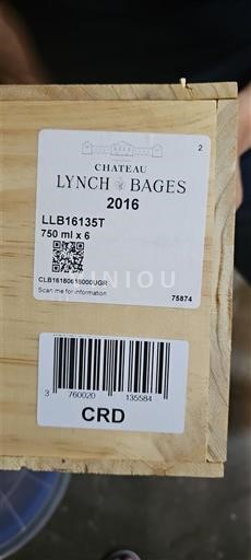 Bordeaux Pauillac Lynch-Bages 2016