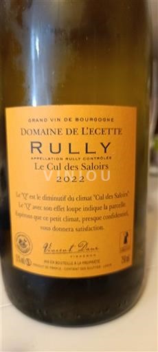 Borgoña Rully Domaine L'Ecette Le Cul des Saloirs 2022