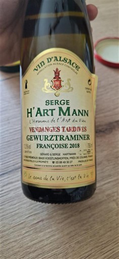 Alsace Gewurztraminer Vendanges Tardives Serge H'Art Mann Françoise 2018