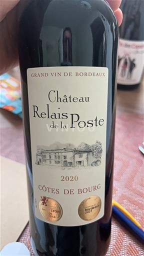 Bordeaux Côtes-de-bourg Château Relais de la Poste 2020