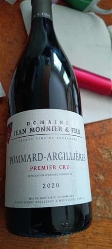 Burgundi Pommard Premier Cru Domaine Jean Monnier & Fils Pommard-Argillières 2020