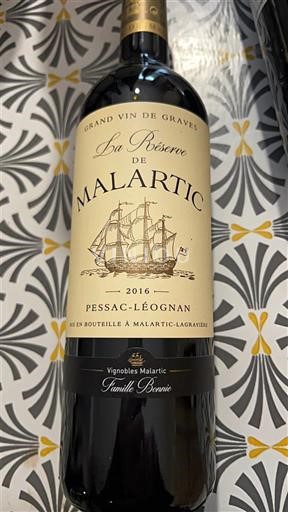 Bordeaux Pessac-Léognan Vignobles Malartic La Réserve de Malartic 2016