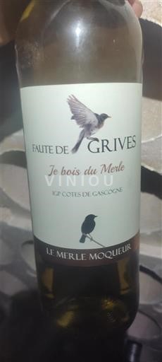 Jugozahod Côtes de Gascogne Le Merle Moqueur Faute de Grives je bois du Merle Neleten.