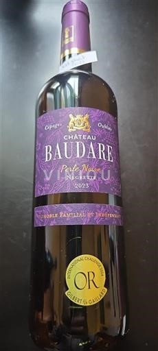 Sud-Vest Fronton Château Baudare Perle Noire 2023