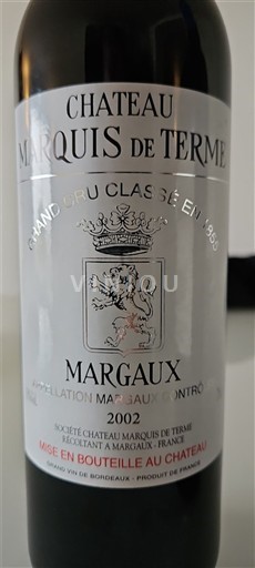 Bordeaux Margaux Grand Cru Château Marquis de Terme 2002