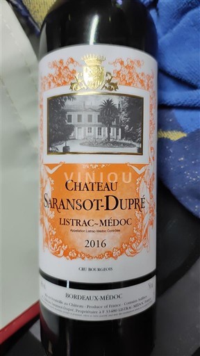Bordeaux Listrac-Médoc Cru Bourgeois Château Saransot-Dupré 2016