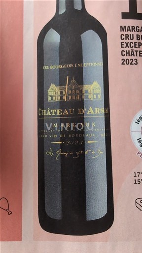 Bordeaux Margaux Cru Bourgeois Exceptionnel Château Arsac 2023