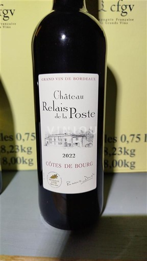 Vin Rouge sec Château Relais de la Poste 2022 France Bordeaux Côtes-de-bourg AOC