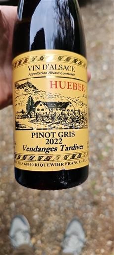 Alsace Vendanges Tardives Hueber Pinot Gris Vendanges Tardives 2022