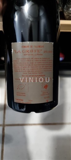 Rhônedalen Châteauneuf-du-Pape Domaine Villeneuve La Griffe 2020
