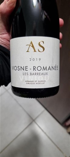 Borgogna Vosne-Romanée Arnaud et Sophie Sirigue-Noëllat Les Barreaux 2019