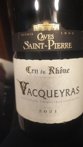 Vin Rouge sec Caves Saint-Pierre 2021 France Vallée du Rhône Vacqueyras AOC