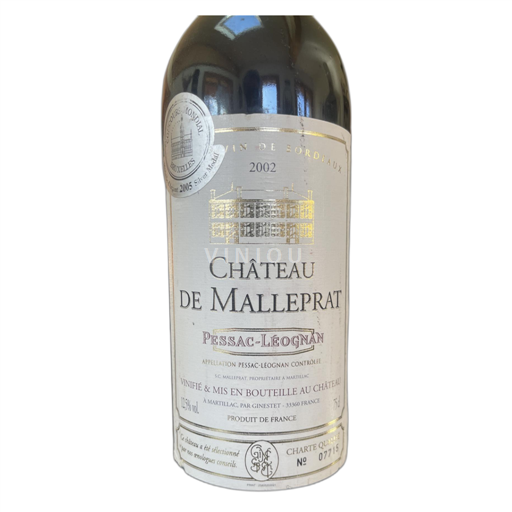 Bordeaux Pessac-Léognan Château de Malleprat 2002