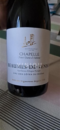 Vin Rouge sec Chapelle Notre Dame Aubune 2023 France Vallée du Rhône Beaumes de Venise AOC