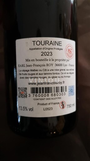 Valle della Loira Touraine Jean-François Roy 2023