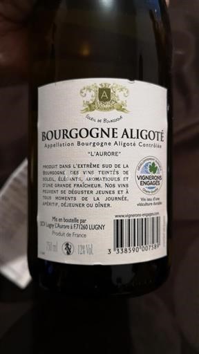Bourgondië Bourgogne Aligoté Cave de Lugny L'Aurore 2023