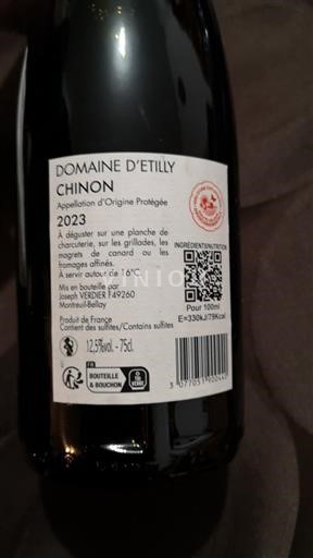 Thung lũng sông Loire Chinon Domaine Etilly 2023