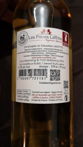 Jihozápad Côtes de Gascogne Les Frères Laffitte Gros Manseng & Petit Manseng 2024