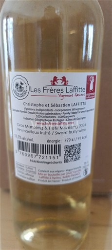 Sudoeste Côtes de Gascogne Les Frères Laffitte Gros Manseng & Petit Manseng 2024