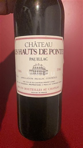 Bordeaux Pauillac Château Les Hauts de Pontet 1986