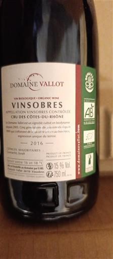 Thung lũng Rhône Vinsobres Domaine Vallot Claude 2016