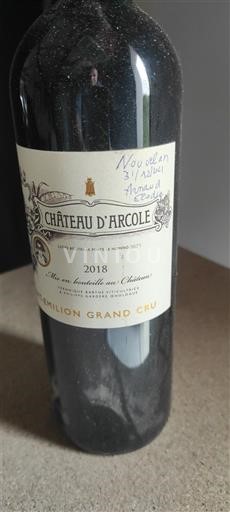 Bordoja Saint-Émilion Grand Cru Grand Cru Château Arcole 2018