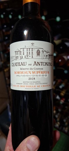 Bordeaux Bordeaux Supérieur Château Des Antonins Réserve du Couvent 2018
