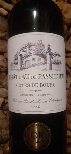 Bordeaux Côtes-de-bourg Château Passedieu 2016