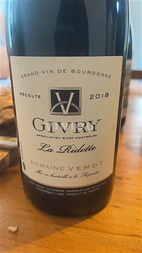 Borgonha Givry Domaine Venot La Ridette 2018